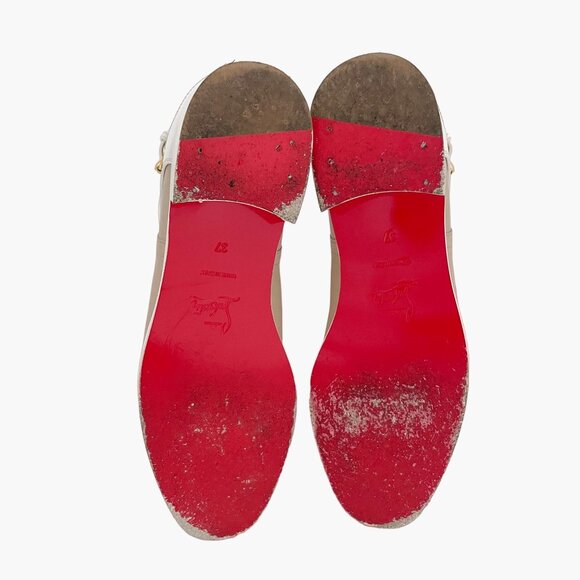 Christian Louboutin Scubabootie Boot EU 37 US 7 Beige Tan Grommet Flat Bootie - Picture 9 of 14